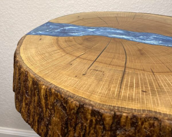 Oak Side Table with Blue Epoxy River - Image 2