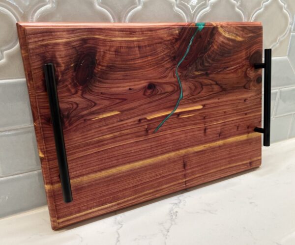 Cedar Display Board with Artistic Epoxy Inlay - Image 2