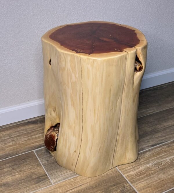 Solid Cedar Wood Stump Stool/Side Table - Image 2