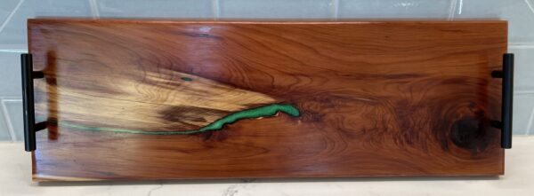 Cedar Serving Board with Green Epoxy Accent