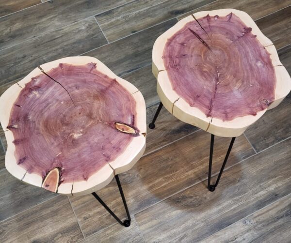 Set of Two Cedar Live Edge Side Tables - Image 2