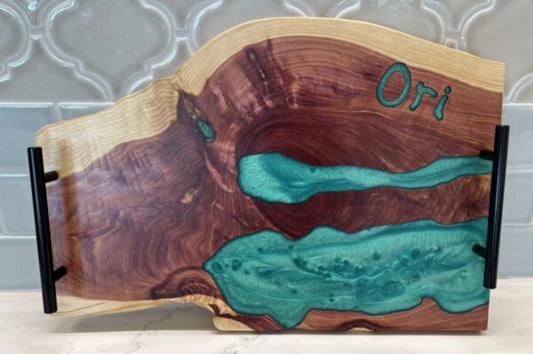 Cedar & Turquoise Epoxy Charcuterie Board