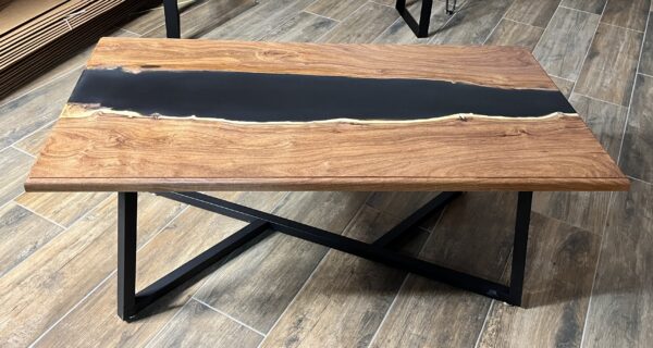 Mesquite Coffee Table with Black Epoxy Center