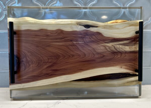 Cedar Charcuterie Board with Clear Epoxy Edges - Image 2