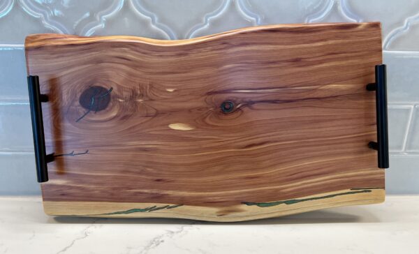 Cedar Charcuterie Board with Green Epoxy Accents