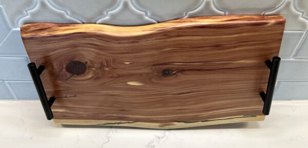 Cedar Charcuterie Board with Green Epoxy Accents - Image 3